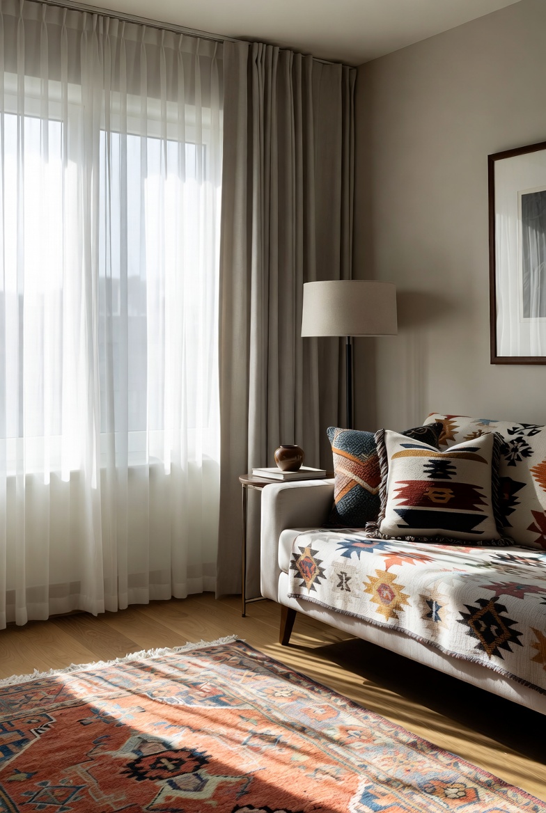 Light curtains in a living room